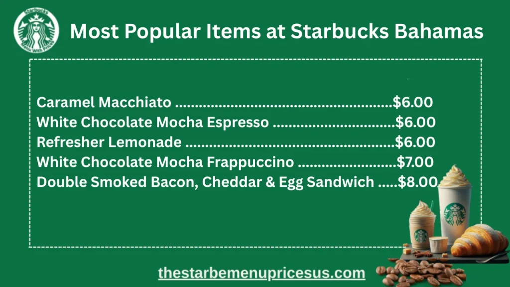 Most Popular Items on the Starbucks Bahamas menu
