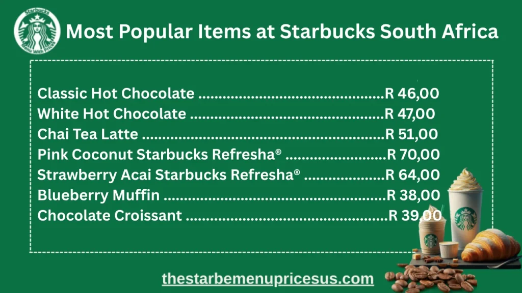 Most Popular Items at Starbucks South Africa